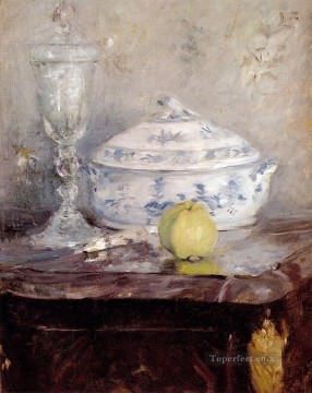  Berthe Lienzo - Sopera y manzana bodegón Berthe Morisot